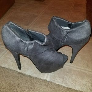 Charlotte Russe Gray Suede Peep Toe Bootie